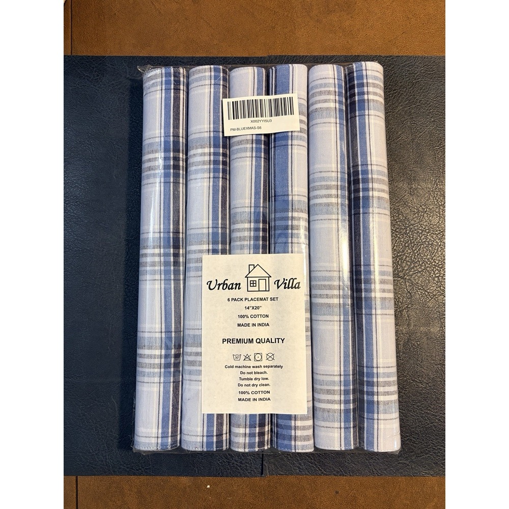 Urban Villa 100% Cotton 6-piece Placemat Set 14"x20"